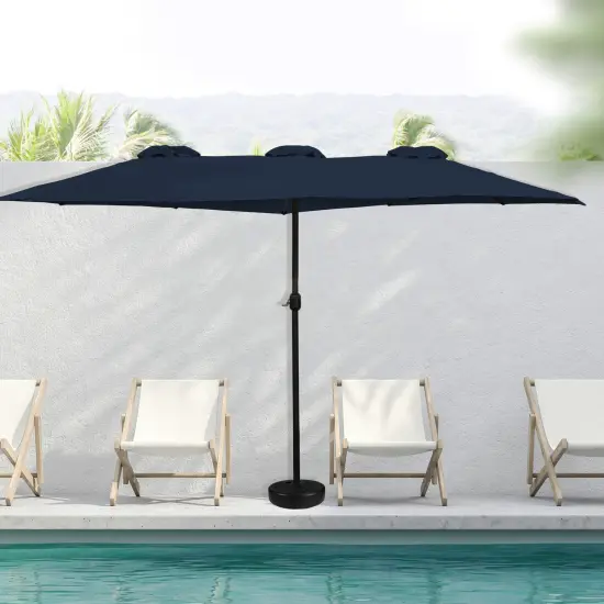 Northlight 15' Outdoor Patio Market Umbrella with Hand Crank, Navy Blue {3}