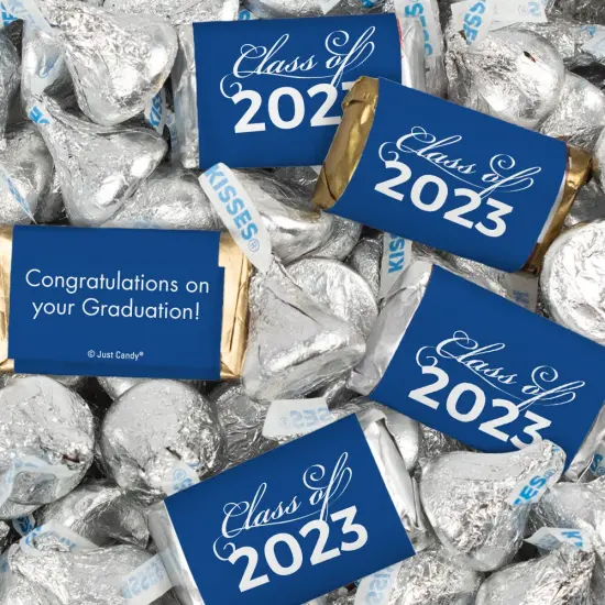 128 Pcs Graduation Candy Party Favors Hershey's Miniatures and Silver Kisses by Just Candy (1.58 lbs approx. 128 Pcs) {2}