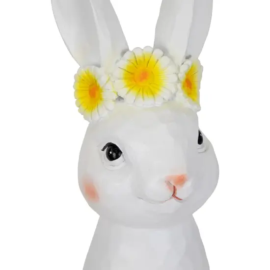 Northlight Easter Bunny Bust with Daisy Flower Crown - 9" - White {7}