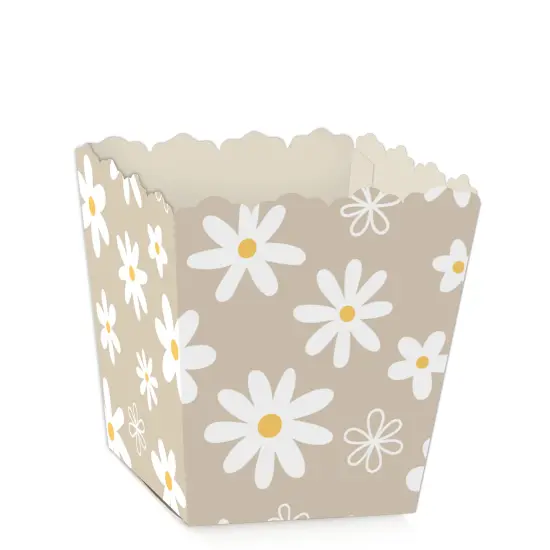 Big Dot of Happiness Tan Daisy Flowers - Party Mini Favor Boxes - Floral Party Treat Candy Boxes - Set of 12 {1}