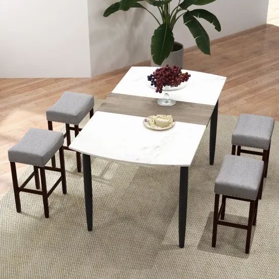 24 Inch Set of 2 Bar Stool with Curved Seat Cushions and Nail Head Trim Grey {3}