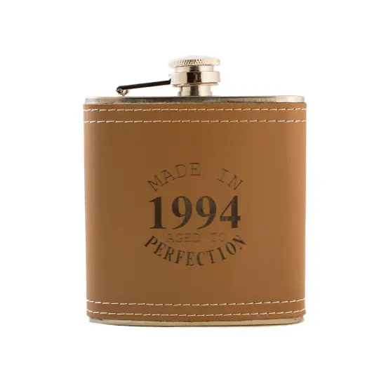 6oz Made in 1994 Aged to Perfection Leather Flask {3}