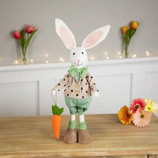 Northlight Polka Dot Boy Rabbit with Carrot Standing Easter Figure - 18" Green {3}