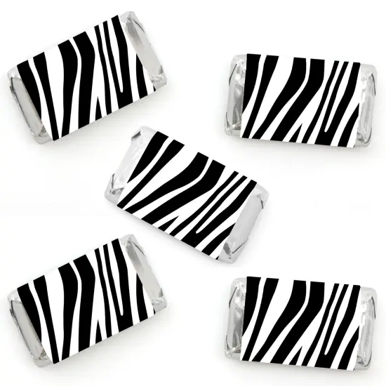Big Dot of Happiness Zebra Print - Mini Candy Bar Wrapper Stickers - Safari Party Small Favors - 40 Count {1}