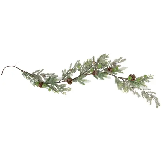 Northlight Artificial Christmas Garland with Frosted Foliage and Pinecones - 5' x 8" - Unlit Green {1}