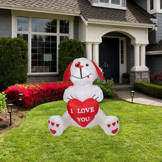 Northlight LED Lighted Inflatable Valentine's Day Doggie Outdoor Decoration - 4' Red {3}