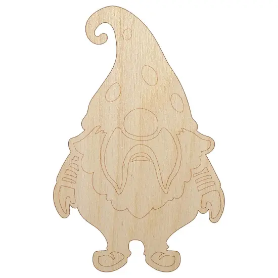 Cute Bearded Garden Gnome Unfinished Wood Shape Piece Cutout for DIY Craft Projects {2}
