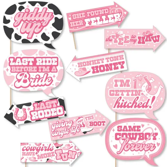 Big Dot of Happiness Funny Last Rodeo - Pink Cowgirl Bachelorette Party Photo Booth Props Kit - 10 Piece {1}