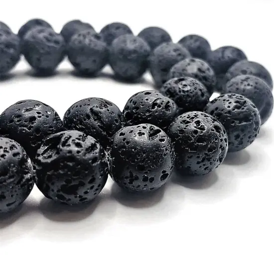 14 mm Black Lava Stone Diffuser Beads, 14 beads per strand {1}