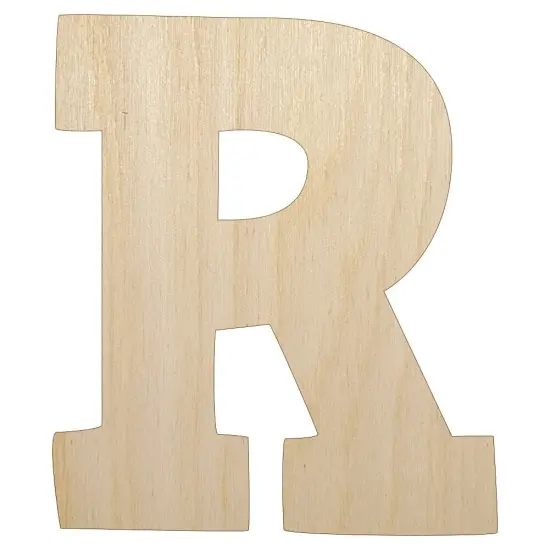 Letter R Uppercase Fun Bold Font Unfinished Wood Shape Piece Cutout for DIY Craft Projects {1}
