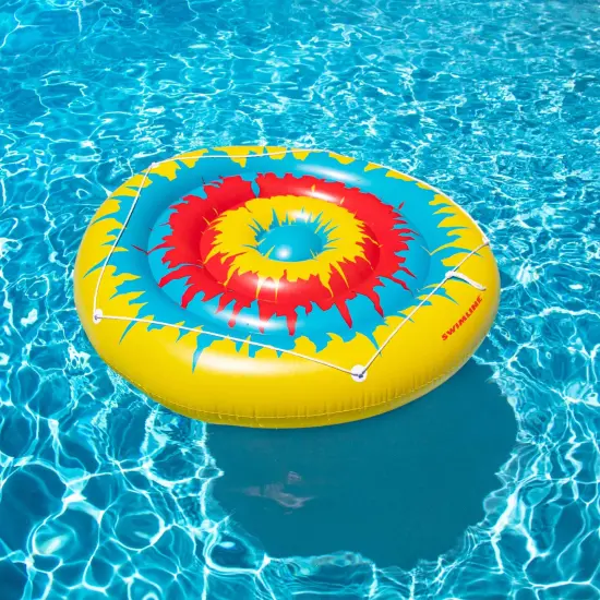 Swim Central Inflatable Multicolor Tie Dye Circular Swimming Pool Float - 72" Yellow {4}