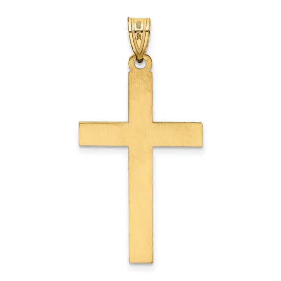 14K Yellow Gold Cross Pendant Charm Religious Jewelry 36 X 18mm {3}