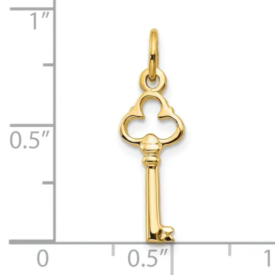 10K Yellow Gold Skeleton Key Charm Polished Jewelry 22mm x 5mm {3}