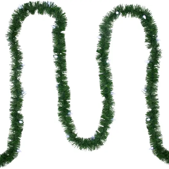 Northlight 18' x 3" Pre-Lit Pine Artificial Christmas Garland, Pure White LED Faceted Lights Green {4}