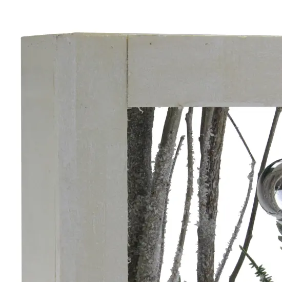 Northlight Decorated Standing Birch Branches in Wood Frame Table or Wall Decoration Brown {4}