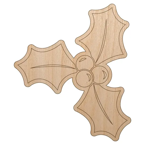Christmas Holly Unfinished Wood Shape Piece Cutout for DIY Craft Projects {2}