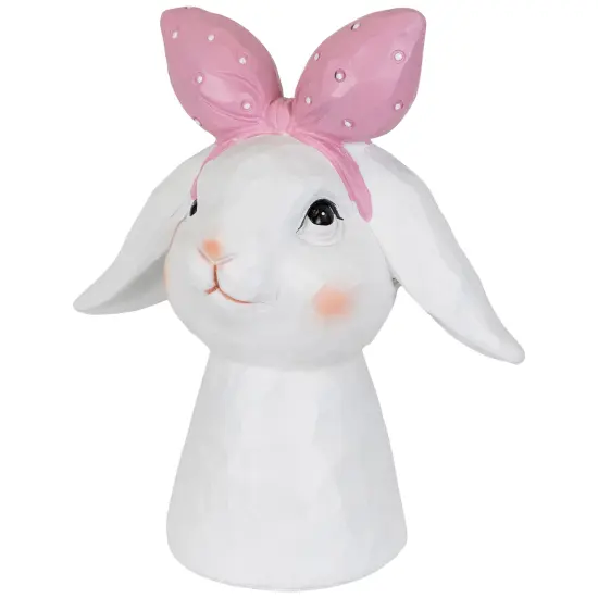 Northlight Easter Bunny Bust with Hair Bow - 7.5" - White and Pink {4}