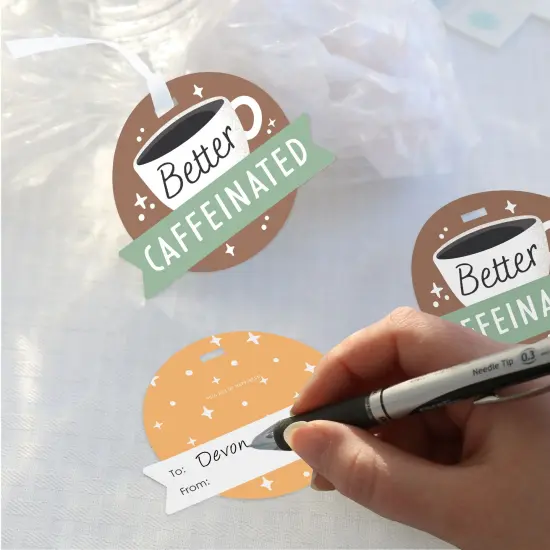 Big Dot of Happiness But First, Coffee - Cafe Themed Party Clear Goodie Favor Bags - Treat Bags With Tags - Set of 12 {4}