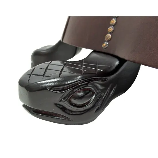 Elegant Walnut Finish Turtle Ottoman Foot Stool {3}