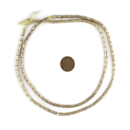 The Bead Chest Ethiopian Silver Tube Beads (4mm): Full Strand of African Metal Spacers for DIY Jewelry Making {2}