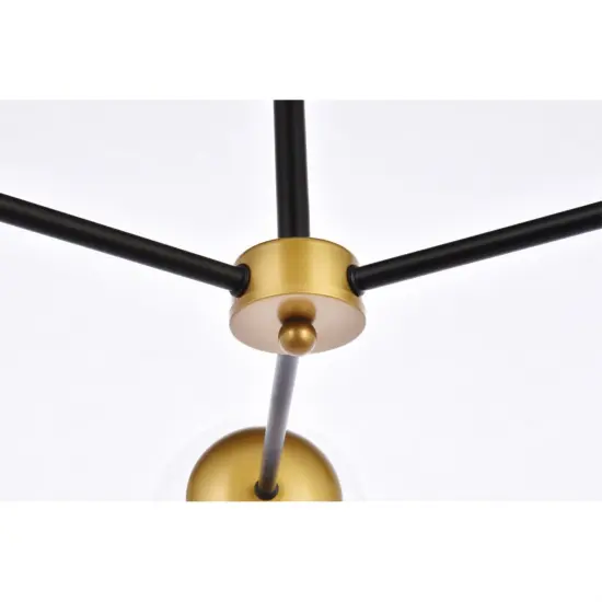 Briggs 32 inch pendant in black and brass with clear shade {6}