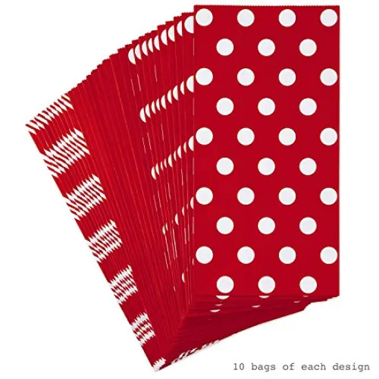 30 Pieces Pink Party Favor and Wrapped Treat Bags, Assorted Designs (30 Ct., 10 Each of Chevron, White Dots, Solid) for Valentines Day, Baby Showers, Bridal Showers, Birthdays, Care Packages, May Day {3}