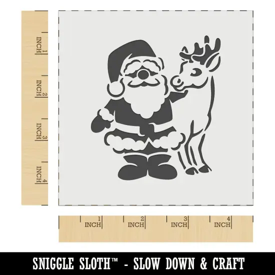 Santa Claus Standing with Reindeer Christmas Wall Cookie DIY Craft Reusable Stencil {7}