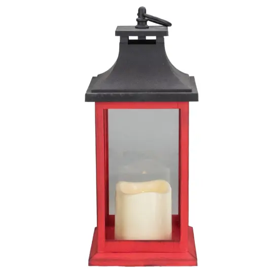 Northlight LED Candle with Deer "Merry Christmas" Lantern - 12" - Red and Black {6}