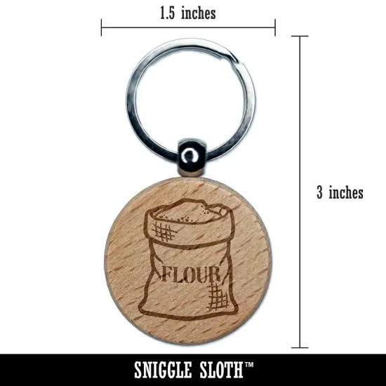 Bag of Flour Baking Engraved Wood Round Keychain Tag Charm {2}