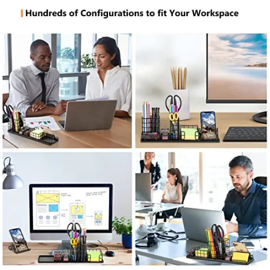 Desk Organizers and Accessories, Office Supplies Desk Organizer with Pen Holder, DIY Desktop Organiezr with Phone Holder, Sticky Note Tray, Paperclip Storage and Office Caddy for Office Home School {5}