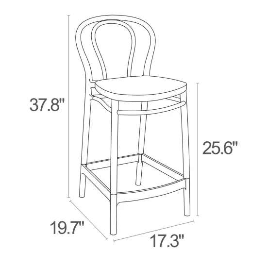 Luxury Commercial Living 37.75" Black Solid Outdoor Patio Counter Stool {7}