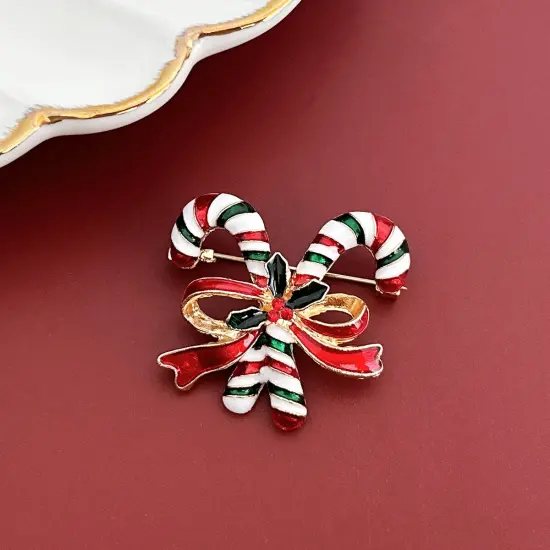 Wrapables Christmas Crystal Rhinestone Brooch Pin, Candy Canes {4}