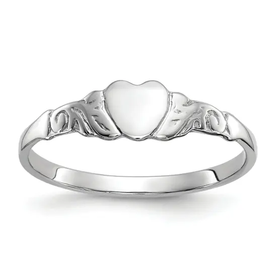 10K White Gold Heart Ring Childs Jewelry Size 4.5 {1}