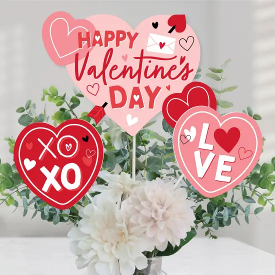 Big Dot of Happiness Happy Valentine's Day - Valentine Hearts Party Centerpiece Sticks - Table Toppers - Set of 15 {1}