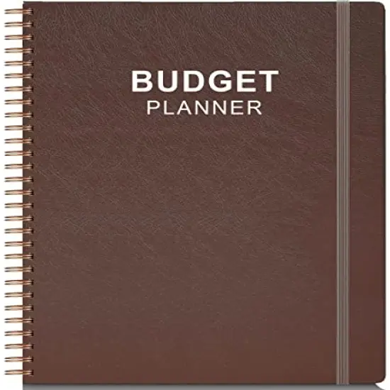 Budget Planner & Monthly Bill Organizer with Pockets. Expense Tracker Notebook, Budgeting Journal and Financial Planner Budget Book to Control Your Money, PU Leather Cover, 8" x 9.5" &ndash; Brown {1}