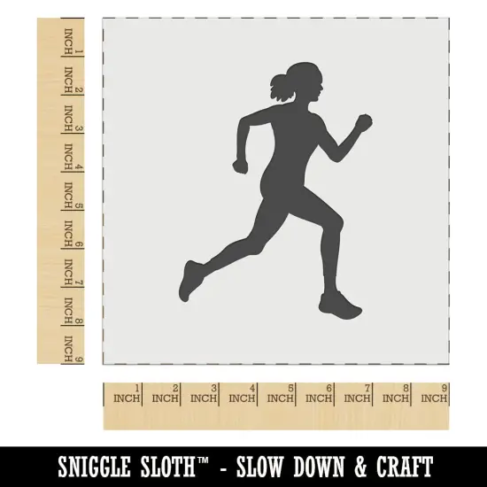 Woman Running Marathon Cardio Exercise Wall Cookie DIY Craft Reusable Stencil {1}