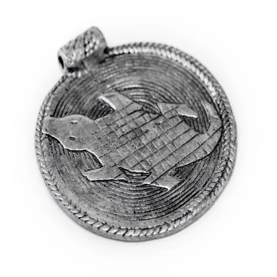 The Bead Chest Silver Lizard Baule Bead Pendant (58x52mm): African Tribal Metal Pendant for DIY Jewelry and Necklace {3}