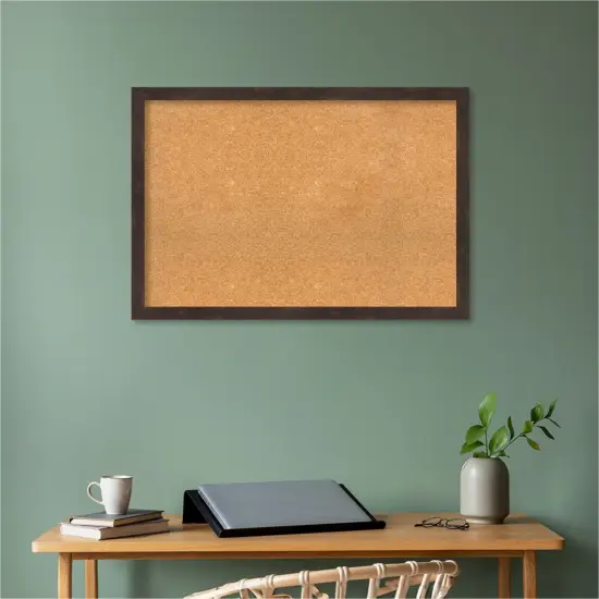 Fresco Wood Framed Corkboard, Natural Cork Fresco Dark Walnut {5}
