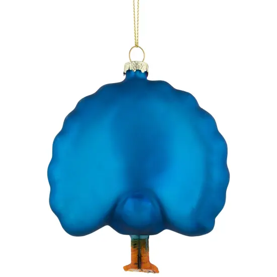 Northlight Standing Glittered Peacock Glass Christmas Ornament - 4.75" - Purple and Blue {6}
