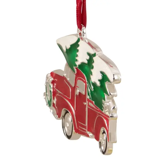 Northlight Country Pick Up Truck with European Crystals Christmas Ornament - 3.5" - Red and Green {4}