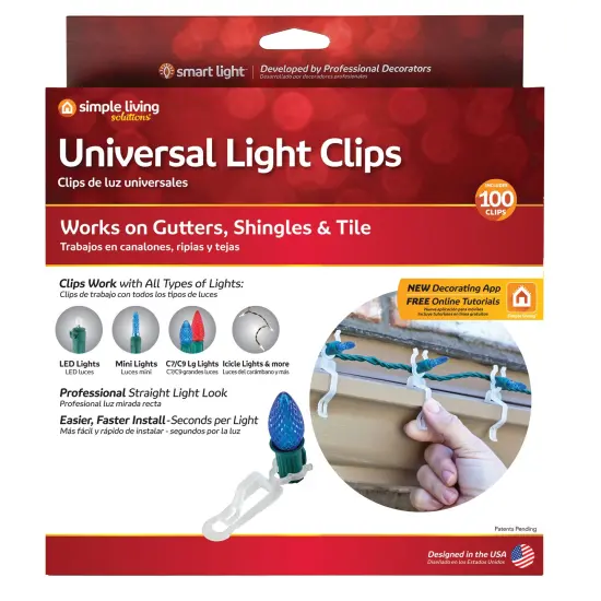 Simple Living Set of 100 Clear Outdoor Universal Christmas Light Clips, 3.5" {7}