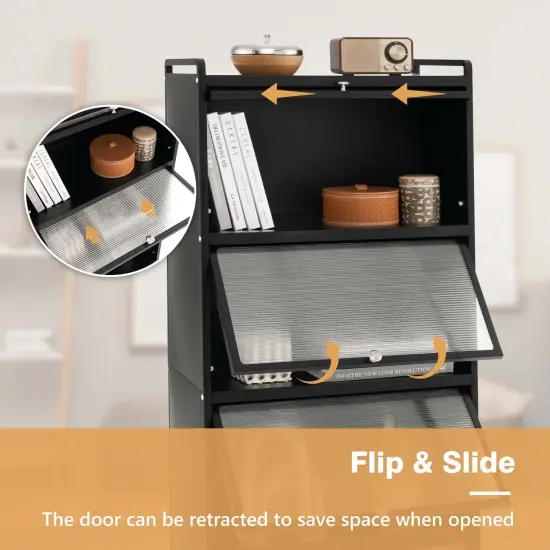 Costway 5-Tier Kitchen Baker's Rack Storage Cabinet Mobile Microwave Stand Flip-up Doors White/Black/Grey/Green {6}