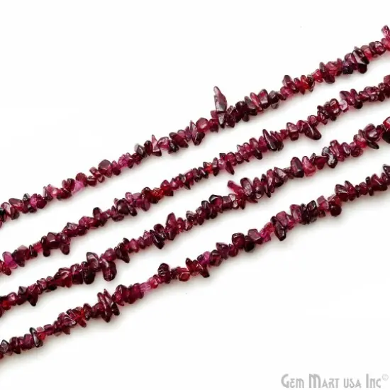 Rhodolite Chip Beads, 34 Inch, Natural Chip Strands, Drilled Strung Nugget Beads, 3-7mm, Polished, GemMartUSA (CHRD-70001) {3}
