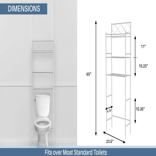J&V TEXTILES 3-Shelf Metal Bathroom Organizer Over The Toilet, Bathroom Space Saver Black {6}