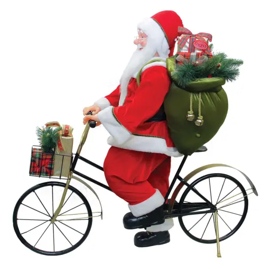 Northlight 42" Traditional Santa Claus Riding a Bicycle Commercial Christmas Decoration Red {1}