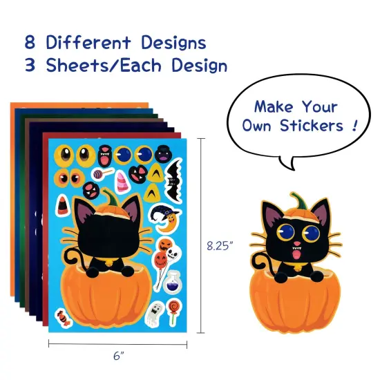 Wrapables Make Your Own Halloween Stickers, DIY Make a Face Sticker Sheets, Halloween Crafts and Activities, Party Favors (24 Sheets) {2}