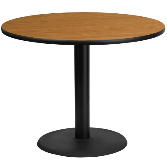 Emma and Oliver 42" Round Laminate Table Top with 24" Round Table Height Base Natural {1}