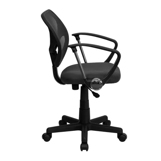 Emma and Oliver Mid-Back Mesh Swivel Task Office Chair with Curved Square Back and Arms Gray {5}