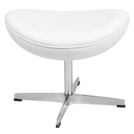 Merrick Lane Olwen Saddle Wing Ottoman Modern Footrest with Metal Base White LeatherSoft {3}