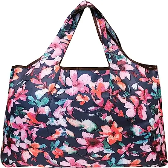 Wrapables Large Foldable Tote Nylon Reusable Grocery Bag, 3 Pack Tropical Beauty {2}